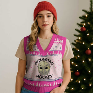 Scumbag Hockey Goalie Mask Vintage Graphic V-Neck Knit Sweater Vest TS02 Hot Pink Print Your Wear