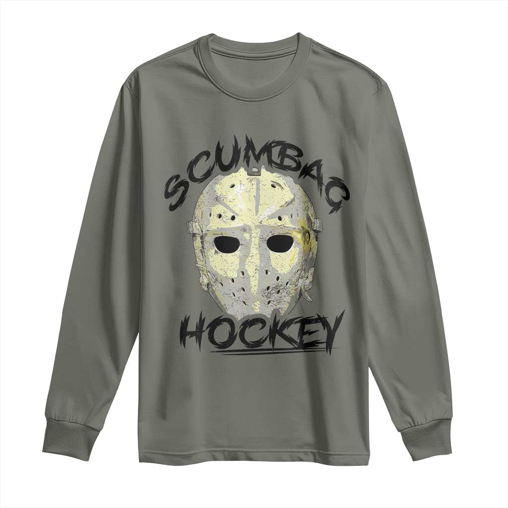 Scumbag Hockey Goalie Mask Vintage Graphic Long Sleeve Shirt TS02 Military Green Print Your Wear