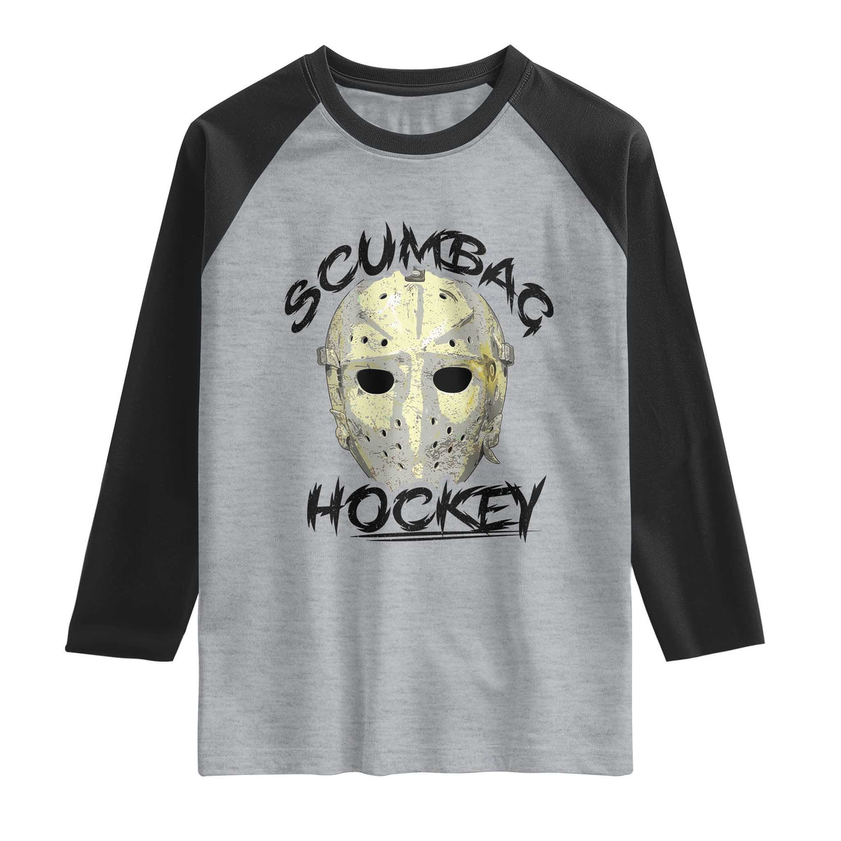 Scumbag Hockey Goalie Mask Vintage Graphic Raglan Shirt TS02 Heather Gray Black Print Your Wear