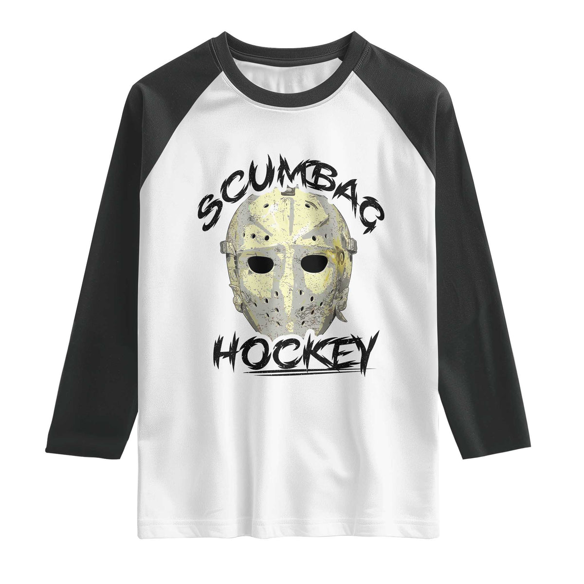 Scumbag Hockey Goalie Mask Vintage Graphic Raglan Shirt TS02 White Black Print Your Wear