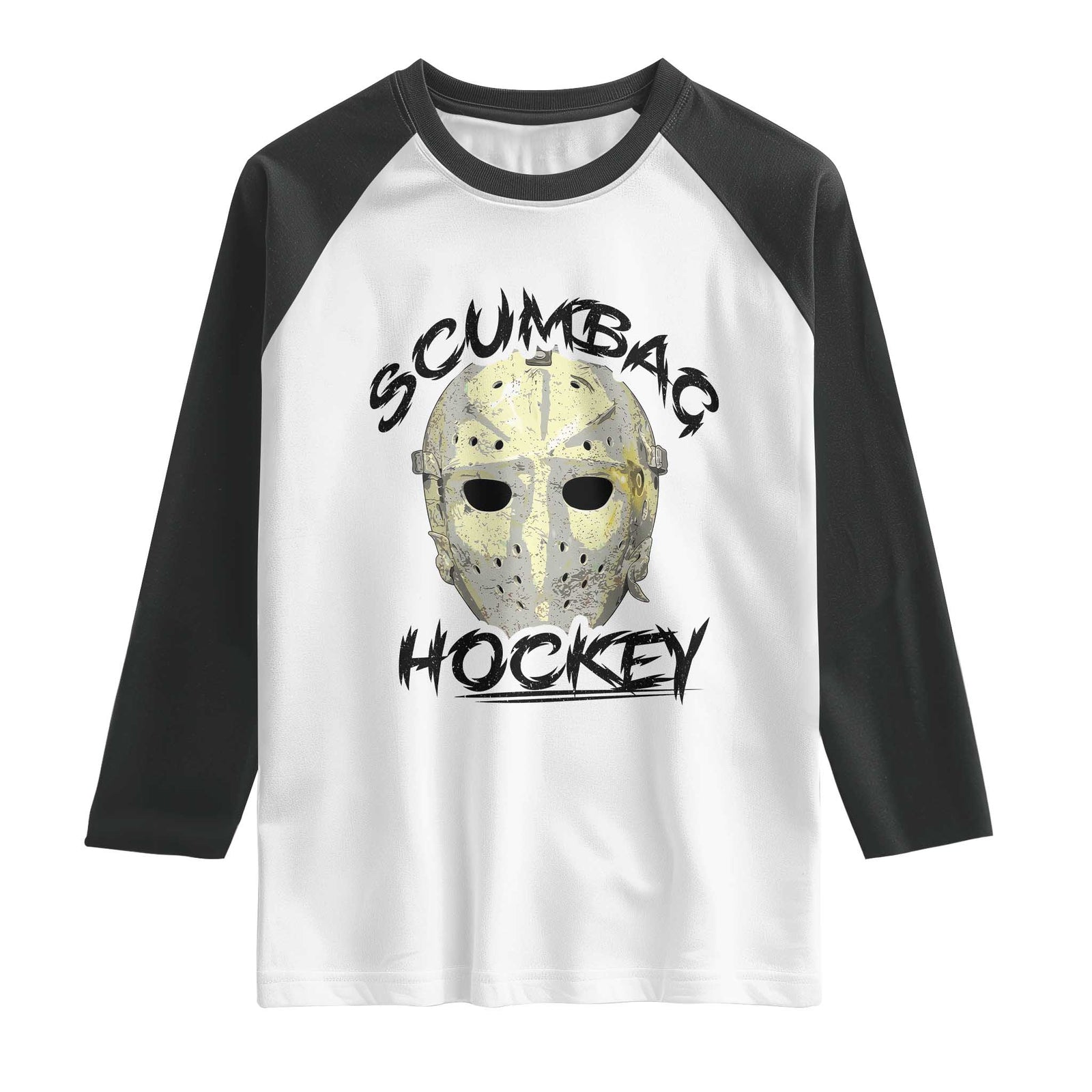 Scumbag Hockey Goalie Mask Vintage Graphic Raglan Shirt TS02 White Black Print Your Wear