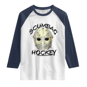 Scumbag Hockey Goalie Mask Vintage Graphic Raglan Shirt TS02 White Navy Print Your Wear