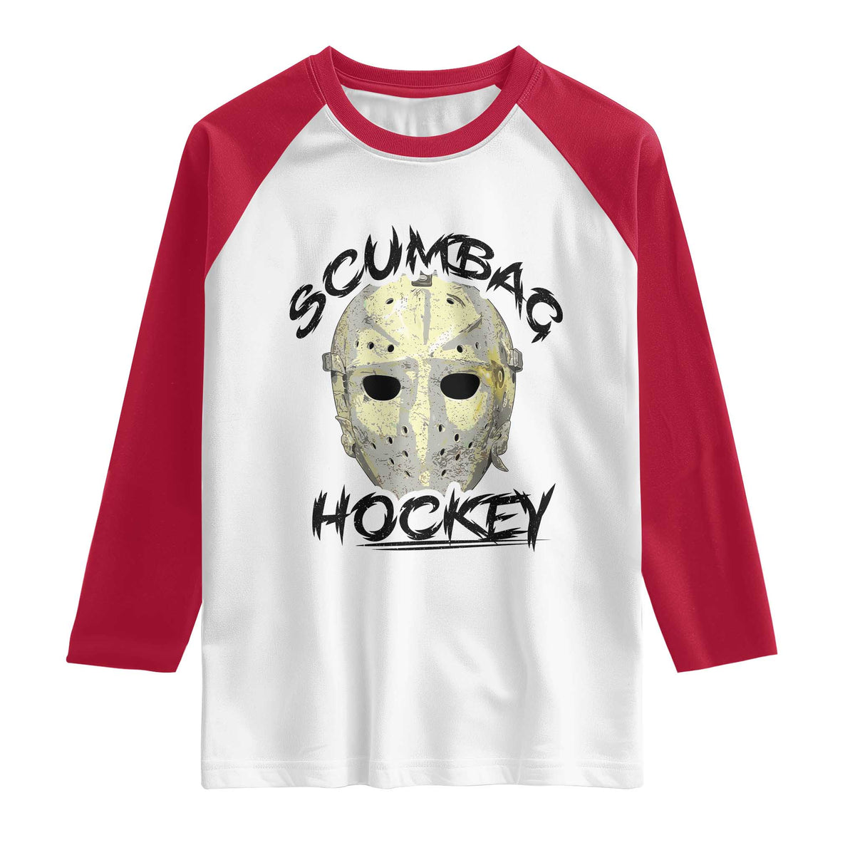 Scumbag Hockey Goalie Mask Vintage Graphic Raglan Shirt TS02 White Red Print Your Wear
