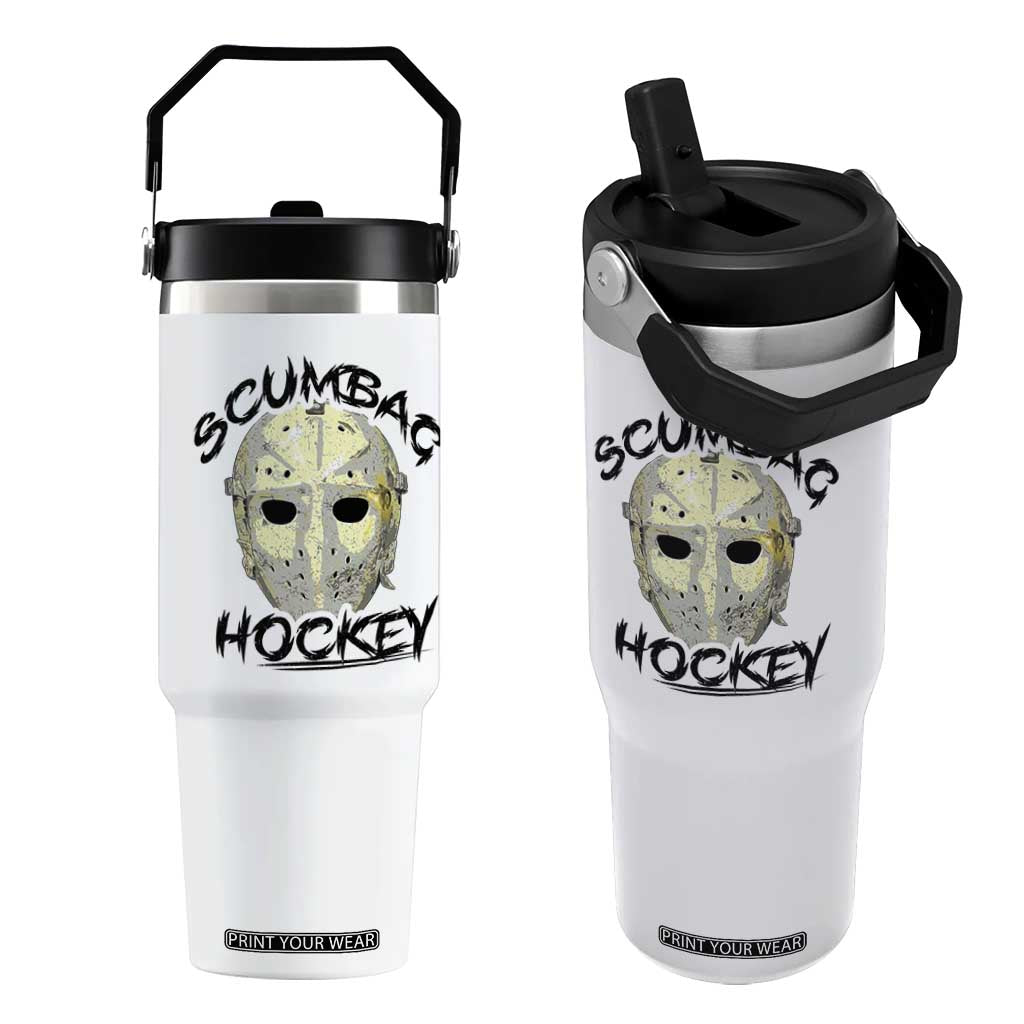 Scumbag Hockey Goalie Mask Vintage Graphic Flip Straw Tumbler TS02 One Size: 30 oz White Print Your Wear