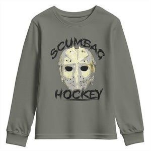 Scumbag Hockey Goalie Mask Vintage Graphic Youth Sweatshirt TS02 Military Green Print Your Wear