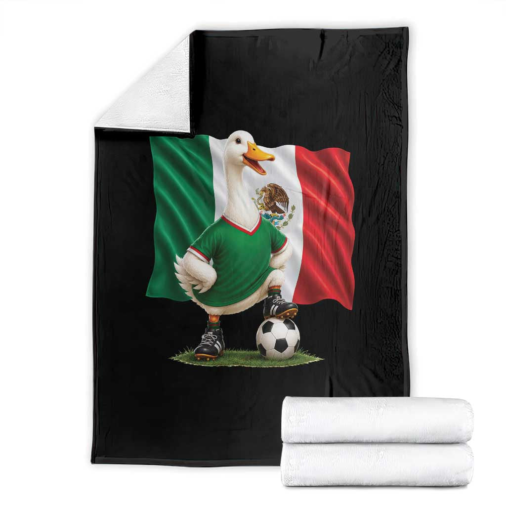 Merlin the Duck Mexico Flag Soccer Player Throw Blanket Mexican Pride Football Fans