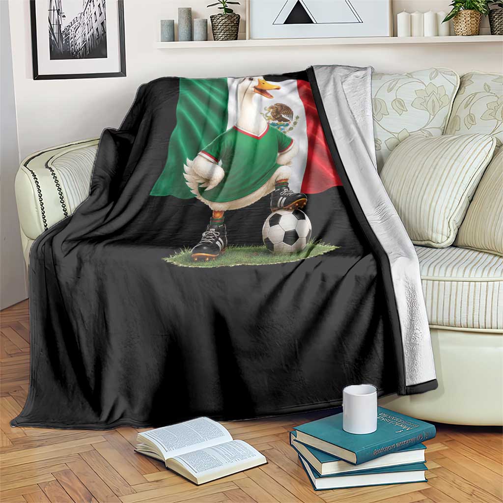 Merlin the Duck Mexico Flag Soccer Player Throw Blanket Mexican Pride Football Fans