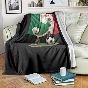 Merlin the Duck Mexico Flag Soccer Player Throw Blanket Mexican Pride Football Fans