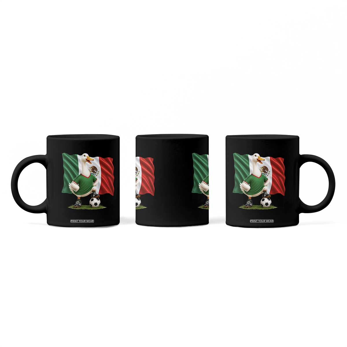 Merlin the Duck Mexico Flag Soccer Player Coffee Mug Mexican Pride Football Fans