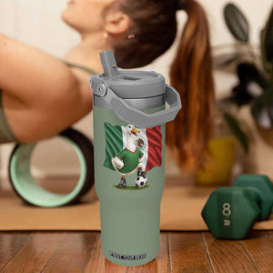 Merlin the Duck Mexico Flag Soccer Player Flip Straw Tumbler Mexican Pride Football Fans