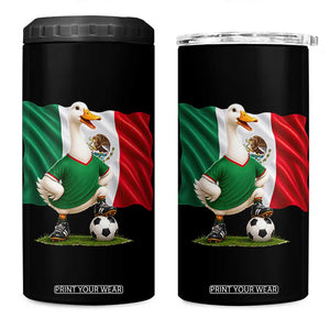 Merlin the Duck Mexico Flag Soccer Player 4 in 1 Can Cooler Tumbler Mexican Pride Football Fans