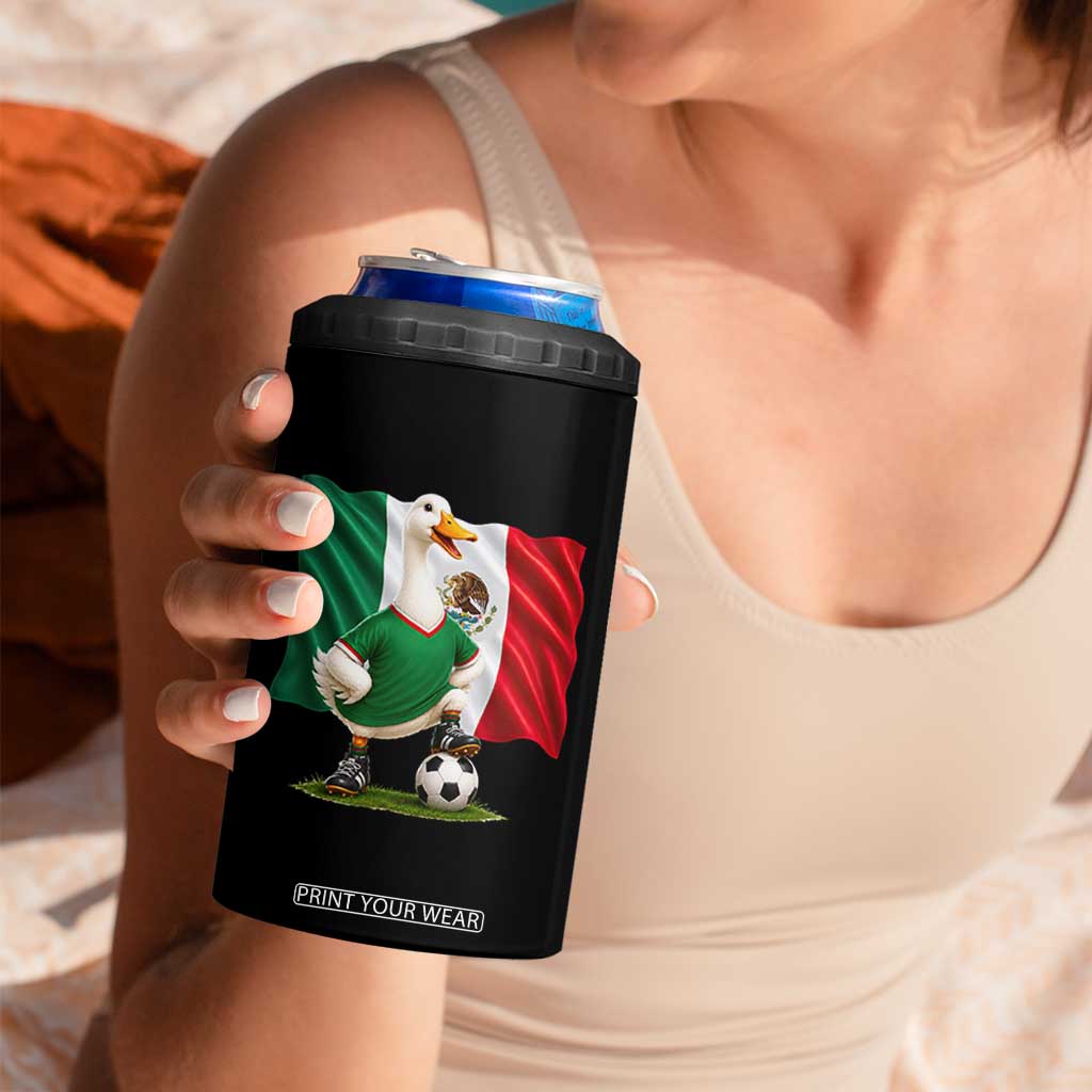 Merlin the Duck Mexico Flag Soccer Player 4 in 1 Can Cooler Tumbler Mexican Pride Football Fans