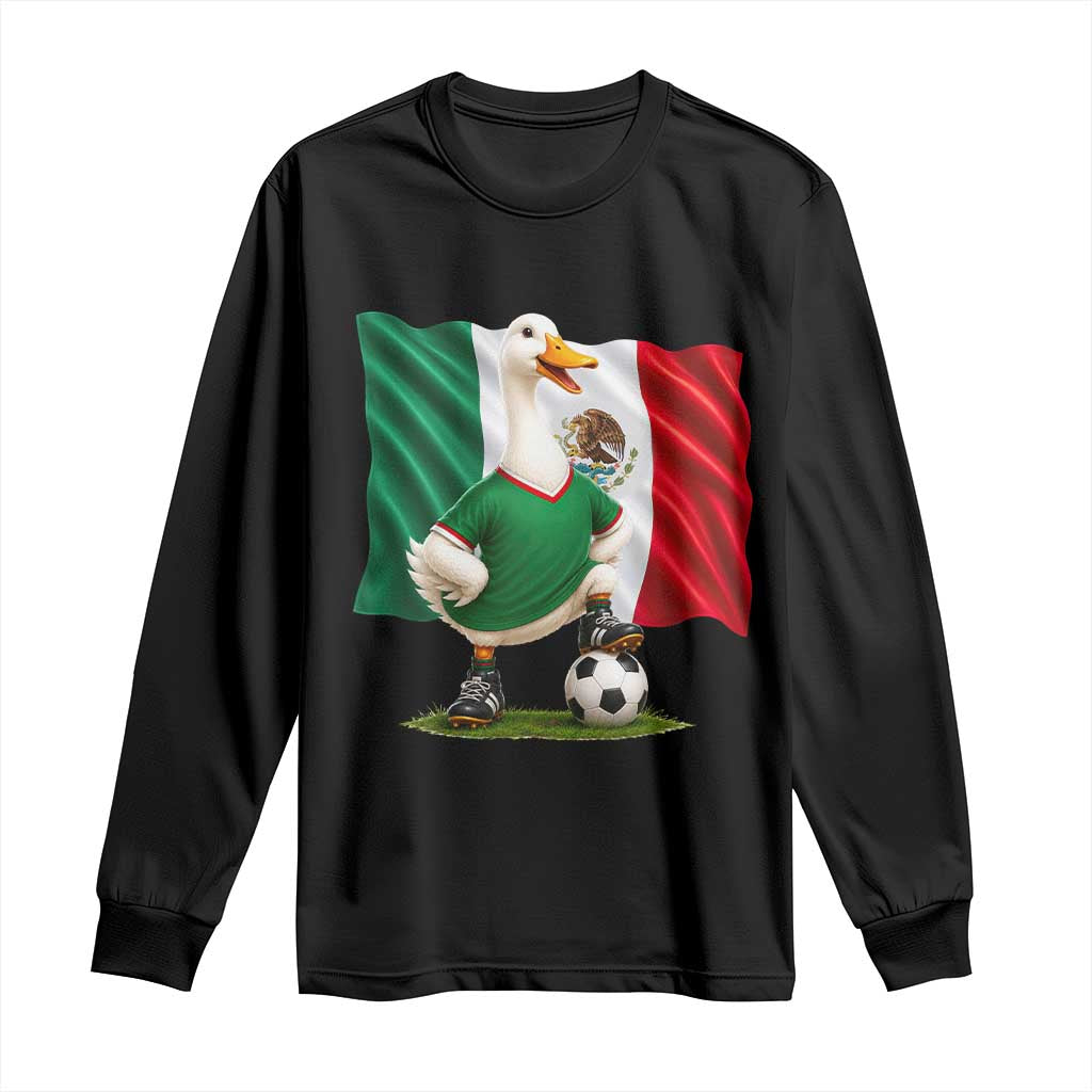 Merlin the Duck Mexico Flag Soccer Player Long Sleeve Shirt Mexican Pride Football Fans