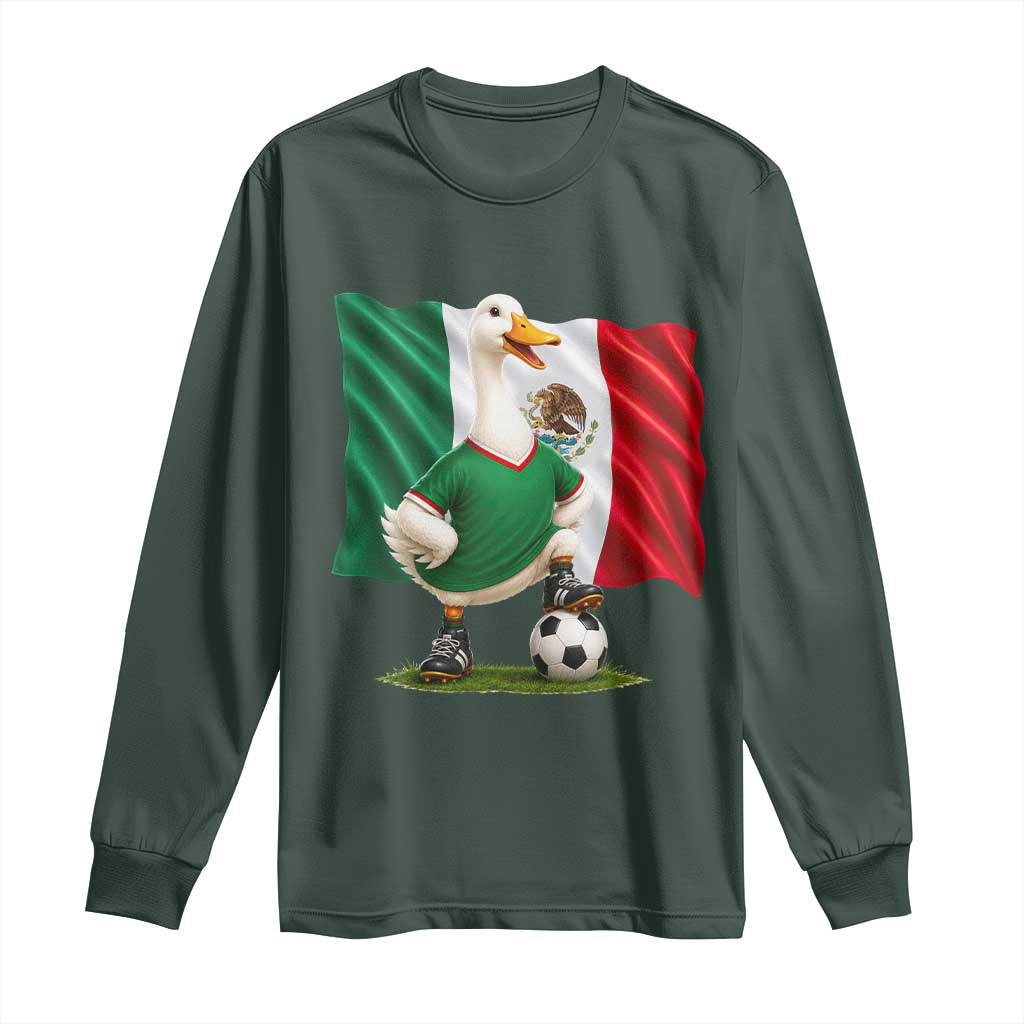 Merlin the Duck Mexico Flag Soccer Player Long Sleeve Shirt Mexican Pride Football Fans