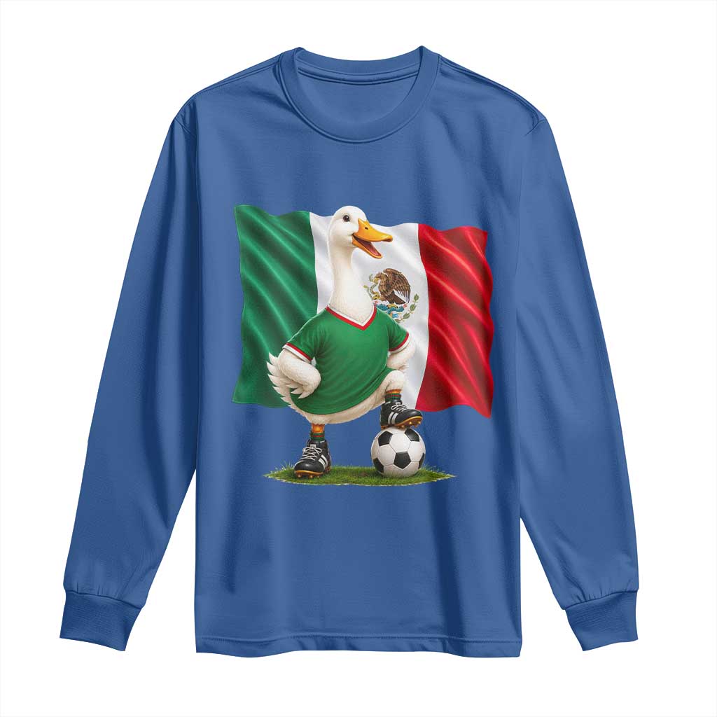 Merlin the Duck Mexico Flag Soccer Player Long Sleeve Shirt Mexican Pride Football Fans