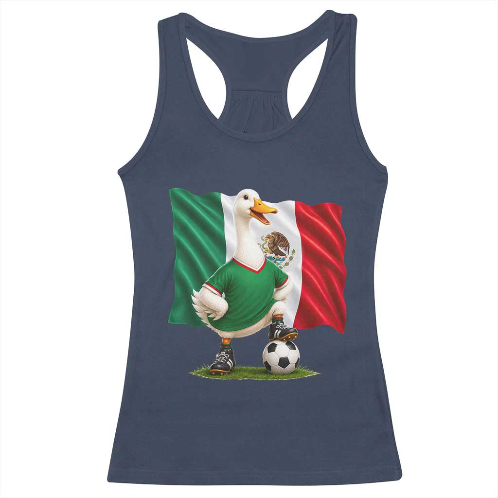 Merlin the Duck Mexico Flag Soccer Player Racerback Tank Top Mexican Pride Football Fans