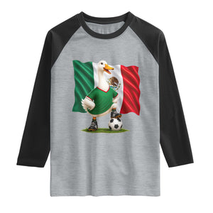 Merlin the Duck Mexico Flag Soccer Player Raglan Shirt Mexican Pride Football Fans