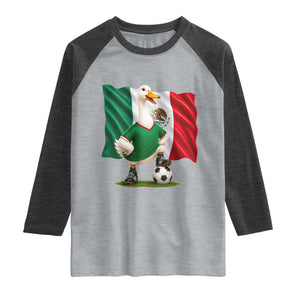 Merlin the Duck Mexico Flag Soccer Player Raglan Shirt Mexican Pride Football Fans