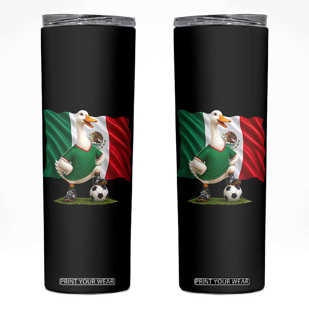 Merlin the Duck Mexico Flag Soccer Player Skinny Tumbler Mexican Pride Football Fans TS02 Black Print Your Wear