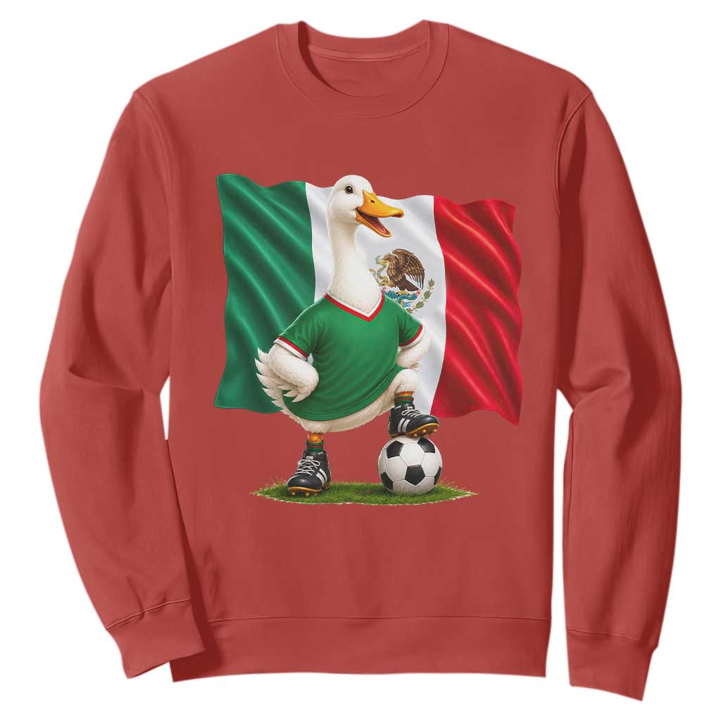 Merlin the Duck Mexico Flag Soccer Player Sweatshirt Mexican Pride Football Fans