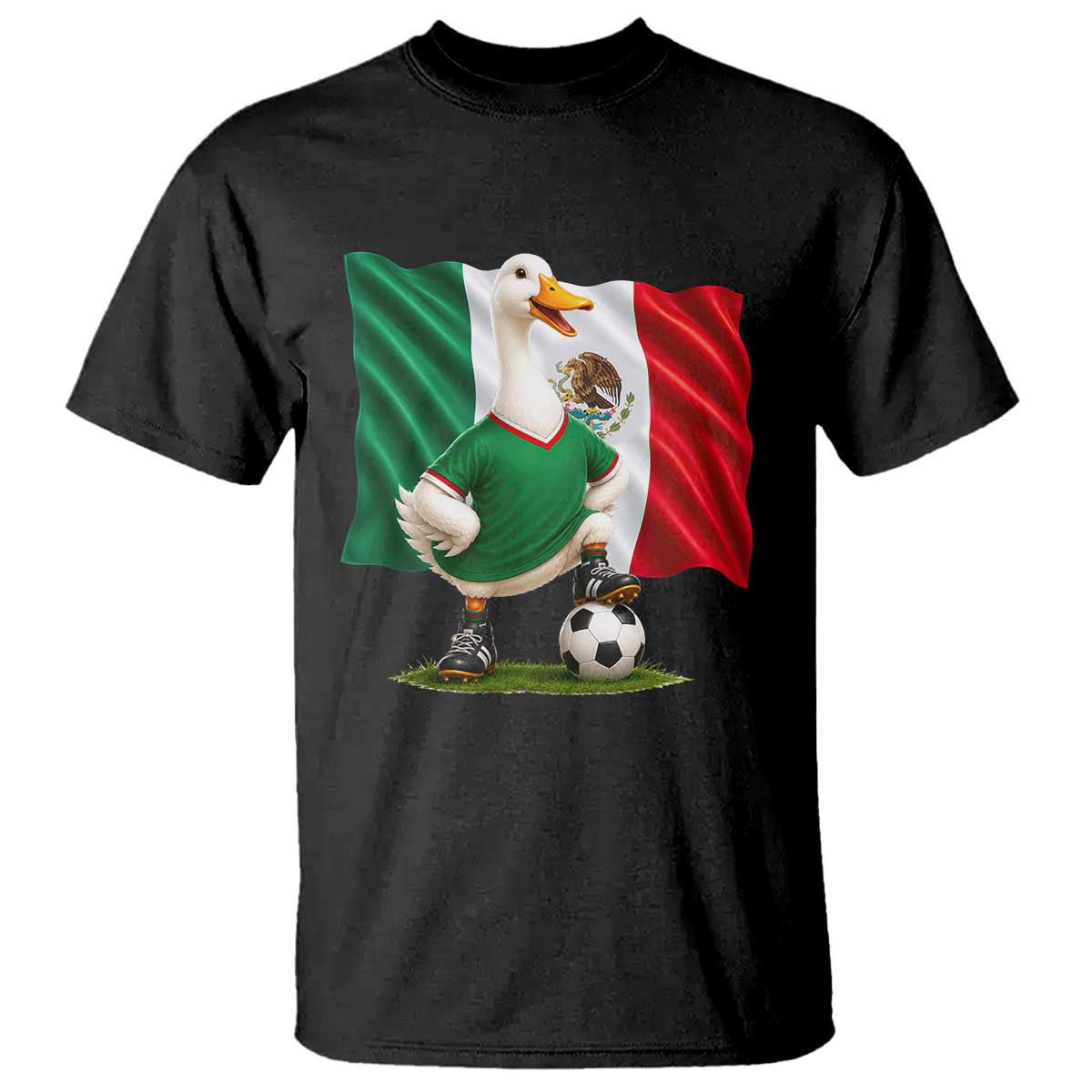 Merlin the Duck Mexico Flag Soccer Player T Shirt Mexican Pride Football Fans TS02 Black Print Your Wear