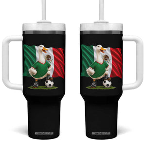 Merlin the Duck Mexico Flag Soccer Player Tumbler With Handle Mexican Pride Football Fans