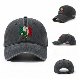 Merlin the Duck Mexico Flag Soccer Player Washed Cotton Baseball Cap Mexican Pride Football Fans