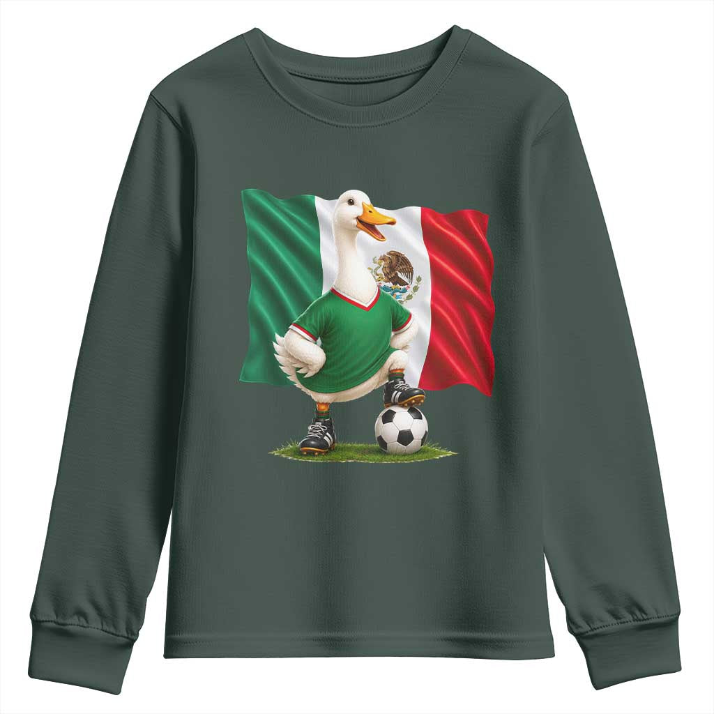 Merlin the Duck Mexico Flag Soccer Player Youth Sweatshirt Mexican Pride Football Fans