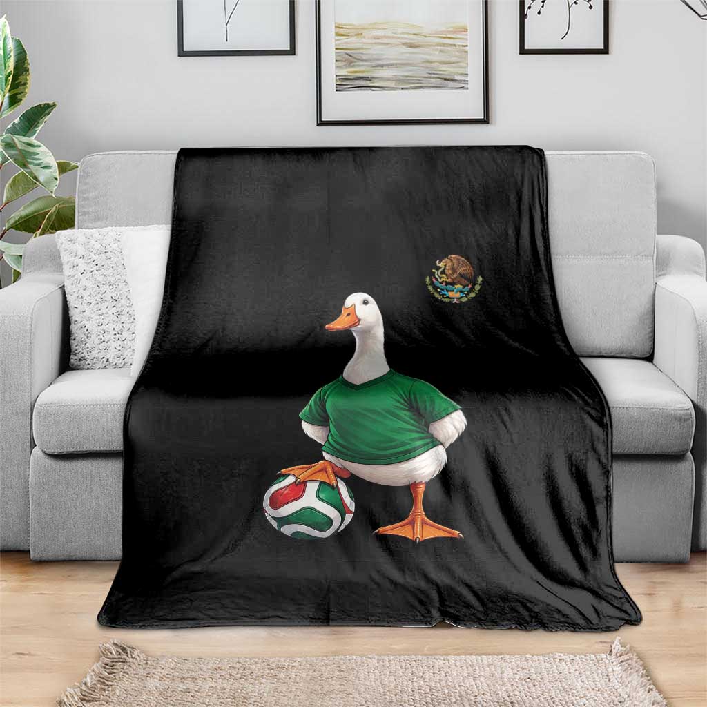 Merlin the Duck Soccer Player Mexico Fans Throw Blanket Mexican Sports Futbol Lovers Viral Animal in Green Jersey Graphic
