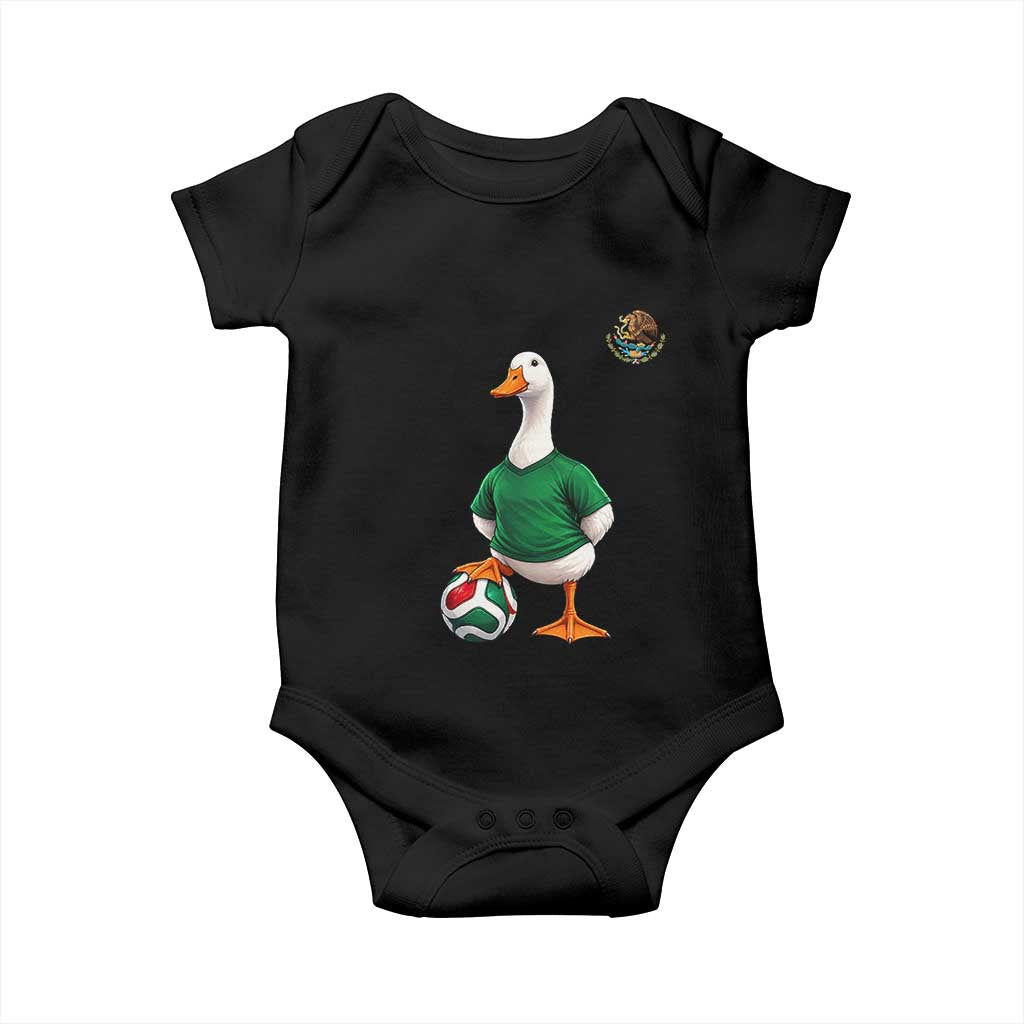 Merlin the Duck Soccer Player Mexico Fans Baby Onesie Mexican Sports Futbol Lovers Viral Animal in Green Jersey Graphic TS02 Black Print Your Wear