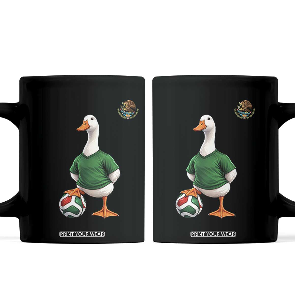 Merlin the Duck Soccer Player Mexico Fans Coffee Mug Mexican Sports Futbol Lovers Viral Animal in Green Jersey Graphic