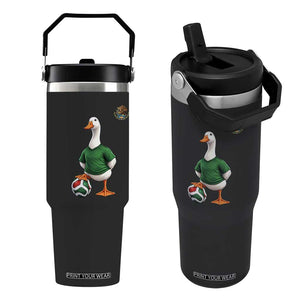 Merlin the Duck Soccer Player Mexico Fans Flip Straw Tumbler Mexican Sports Futbol Lovers Viral Animal in Green Jersey Graphic