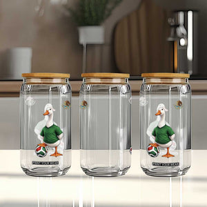 Merlin the Duck Soccer Player Mexico Fans Glass Can Mexican Sports Futbol Lovers Viral Animal in Green Jersey Graphic