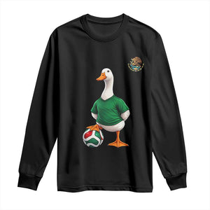 Merlin the Duck Soccer Player Mexico Fans Long Sleeve Shirt Mexican Sports Futbol Lovers Viral Animal in Green Jersey Graphic