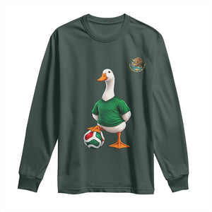 Merlin the Duck Soccer Player Mexico Fans Long Sleeve Shirt Mexican Sports Futbol Lovers Viral Animal in Green Jersey Graphic