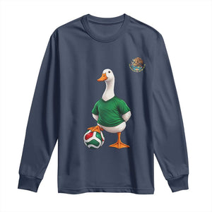 Merlin the Duck Soccer Player Mexico Fans Long Sleeve Shirt Mexican Sports Futbol Lovers Viral Animal in Green Jersey Graphic