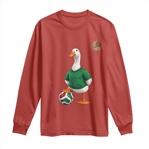 Merlin the Duck Soccer Player Mexico Fans Long Sleeve Shirt Mexican Sports Futbol Lovers Viral Animal in Green Jersey Graphic