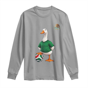 Merlin the Duck Soccer Player Mexico Fans Long Sleeve Shirt Mexican Sports Futbol Lovers Viral Animal in Green Jersey Graphic