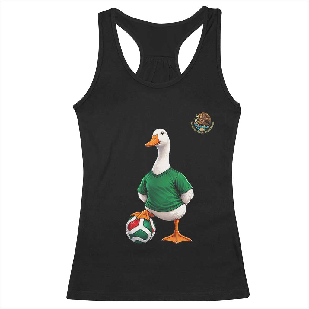 Merlin the Duck Soccer Player Mexico Fans Racerback Tank Top Mexican Sports Futbol Lovers Viral Animal in Green Jersey Graphic TS02 Black Print Your Wear