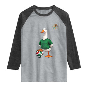 Merlin the Duck Soccer Player Mexico Fans Raglan Shirt Mexican Sports Futbol Lovers Viral Animal in Green Jersey Graphic