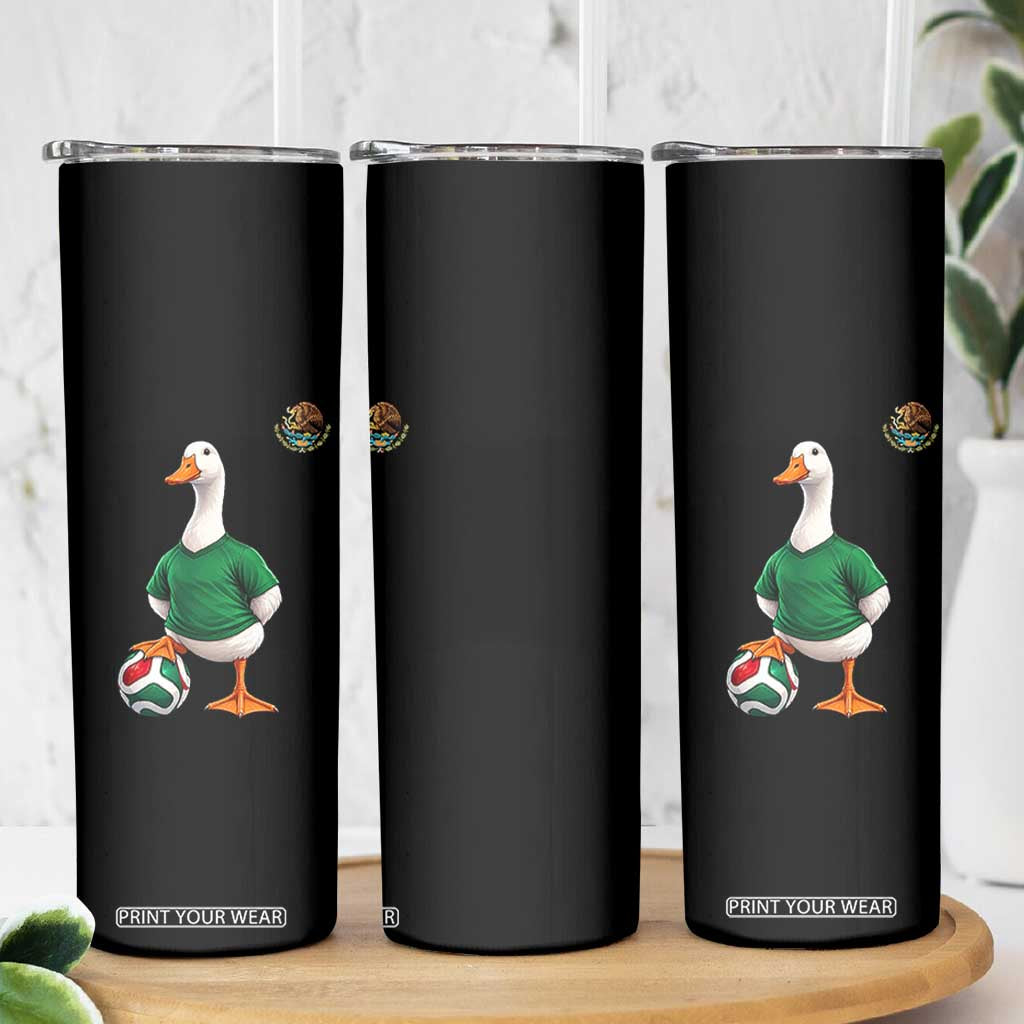 Merlin the Duck Soccer Player Mexico Fans Skinny Tumbler Mexican Sports Futbol Lovers Viral Animal in Green Jersey Graphic