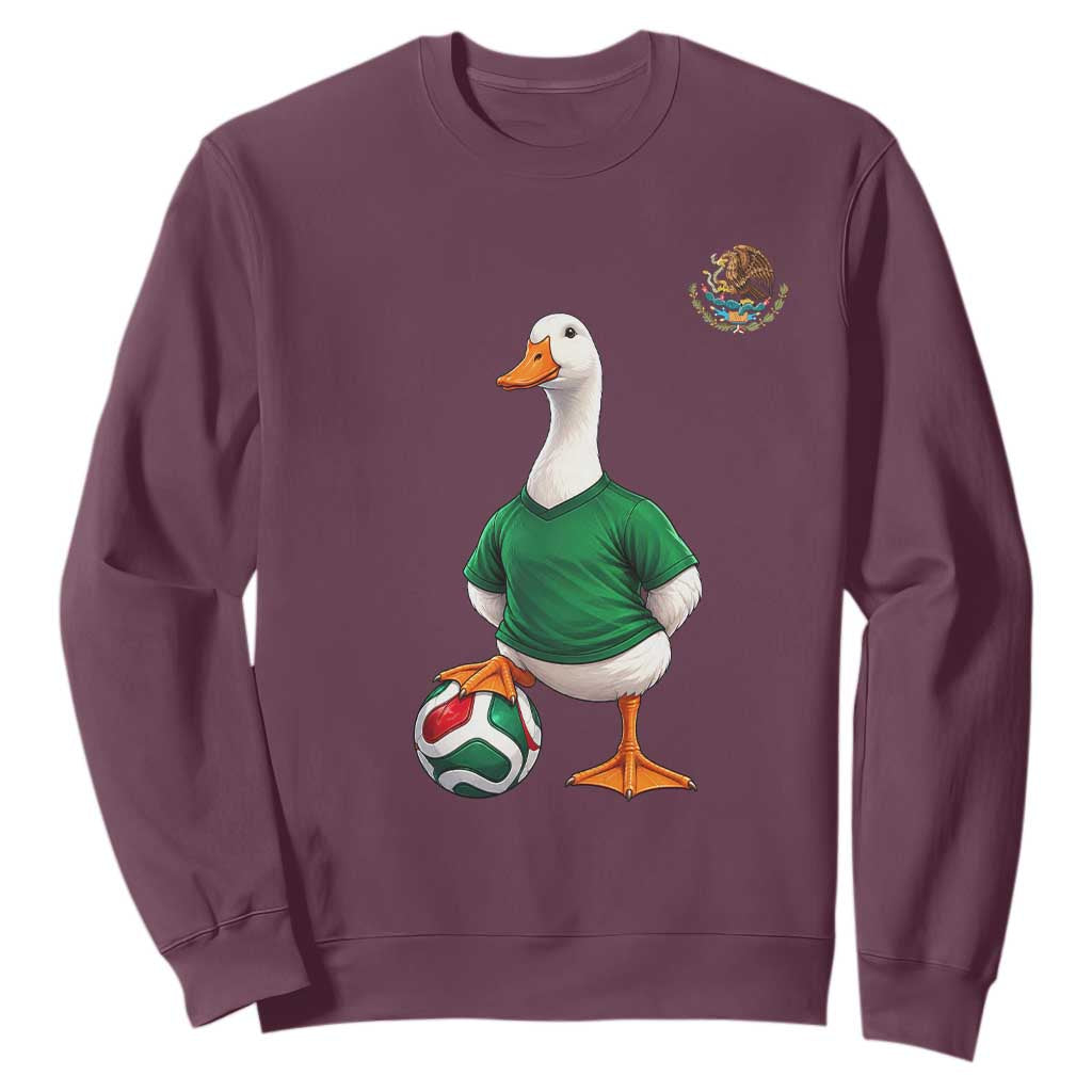 Merlin the Duck Soccer Player Mexico Fans Sweatshirt Mexican Sports Futbol Lovers Viral Animal in Green Jersey Graphic