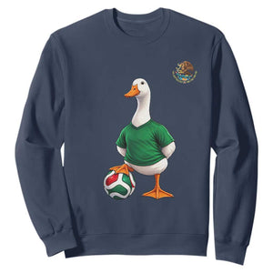 Merlin the Duck Soccer Player Mexico Fans Sweatshirt Mexican Sports Futbol Lovers Viral Animal in Green Jersey Graphic