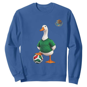 Merlin the Duck Soccer Player Mexico Fans Sweatshirt Mexican Sports Futbol Lovers Viral Animal in Green Jersey Graphic