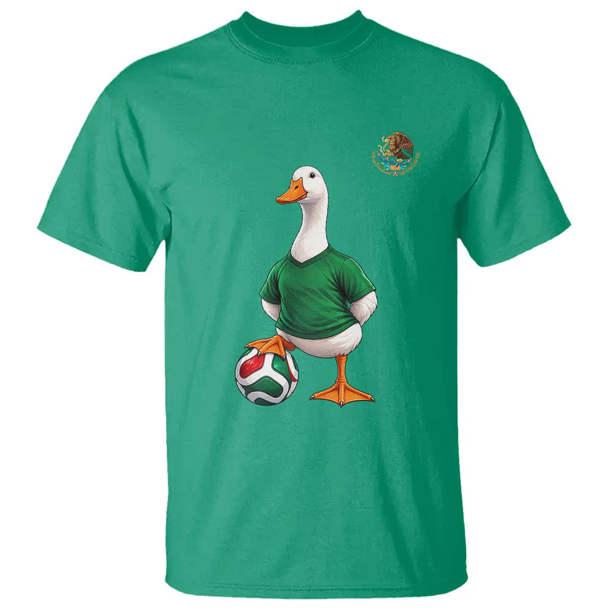 Merlin the Duck Soccer Player Mexico Fans T Shirt Mexican Sports Futbol Lovers Viral Animal in Green Jersey Graphic