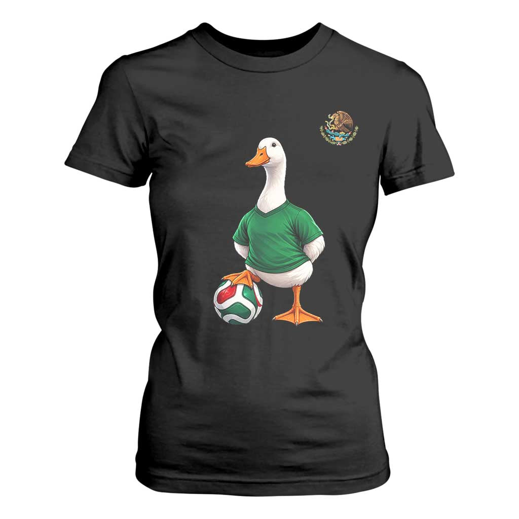 Merlin the Duck Soccer Player Mexico Fans T Shirt For Women Mexican Sports Futbol Lovers Viral Animal in Green Jersey Graphic