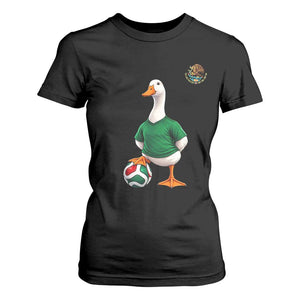 Merlin the Duck Soccer Player Mexico Fans T Shirt For Women Mexican Sports Futbol Lovers Viral Animal in Green Jersey Graphic