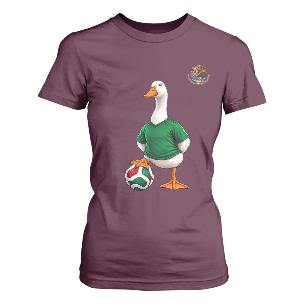 Merlin the Duck Soccer Player Mexico Fans T Shirt For Women Mexican Sports Futbol Lovers Viral Animal in Green Jersey Graphic