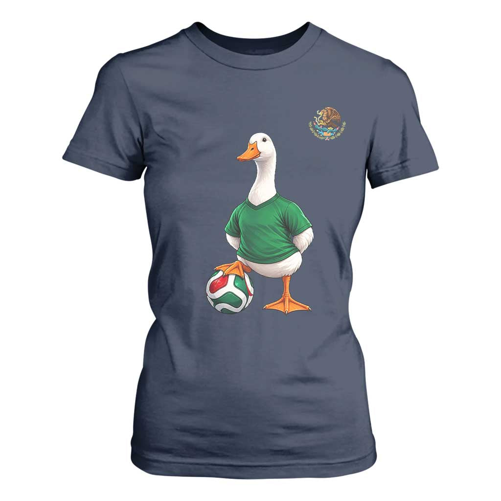 Merlin the Duck Soccer Player Mexico Fans T Shirt For Women Mexican Sports Futbol Lovers Viral Animal in Green Jersey Graphic