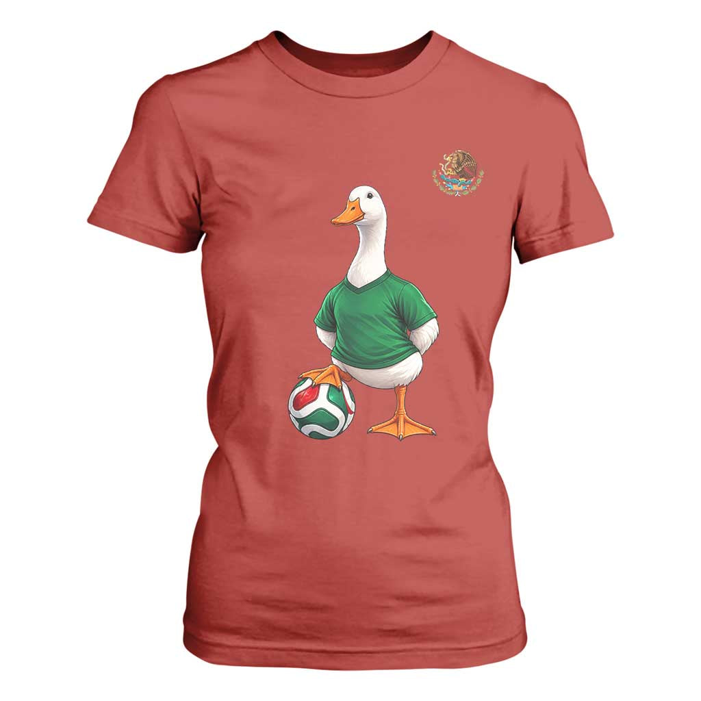 Merlin the Duck Soccer Player Mexico Fans T Shirt For Women Mexican Sports Futbol Lovers Viral Animal in Green Jersey Graphic
